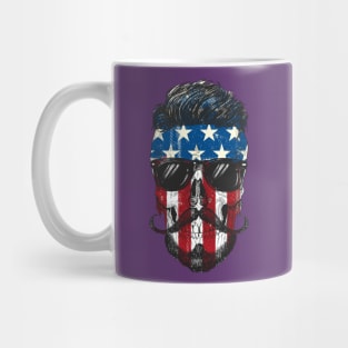 Hipster American Flag Skull Mug